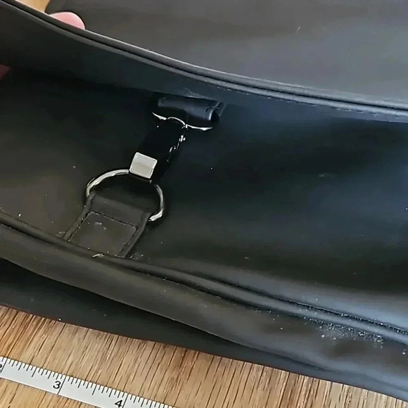 Yves Saint Laurent Parfums Black Vinyl Messenger Bag - Picture 3 of 5